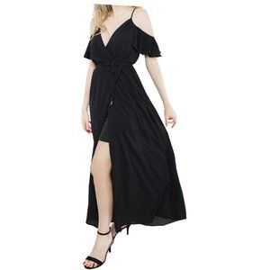 12086WB3-Black Maxi Dress